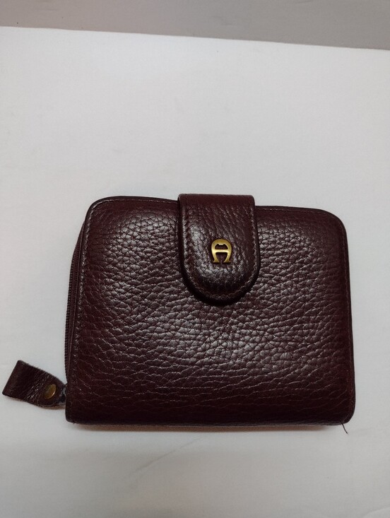 Etienne Aigner Handbags - Etienne Aigner Pebbled Leather Wallet in Dark Brown with Gold-tone Logo EUC